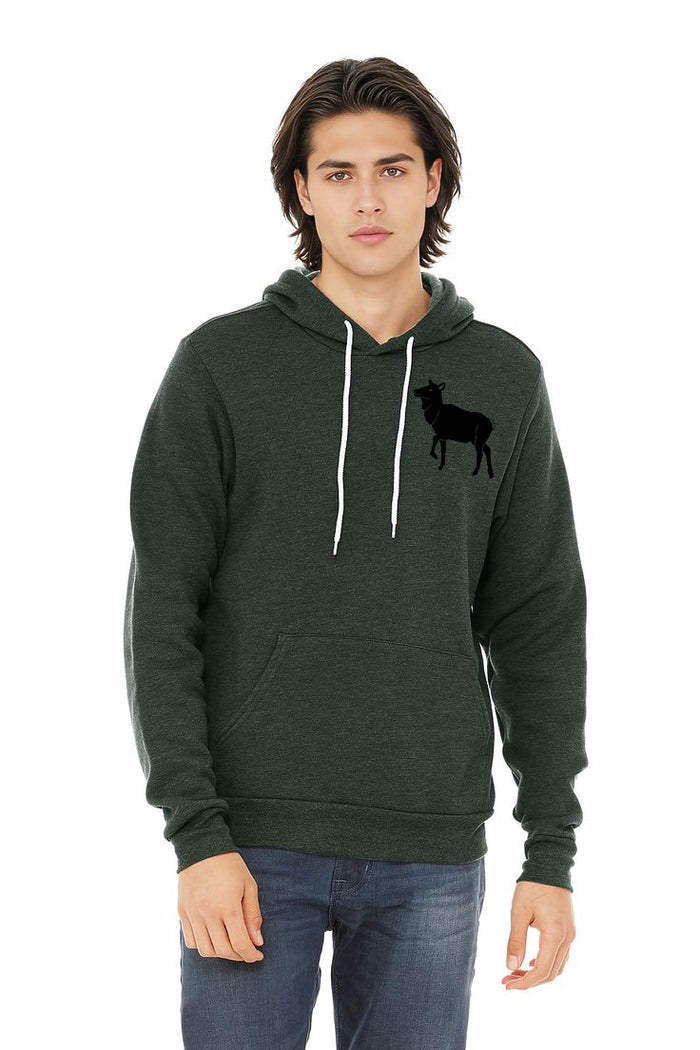 Elk Haystack Love - Pullover Sponge Fleece Hoodie - Heather Forest
