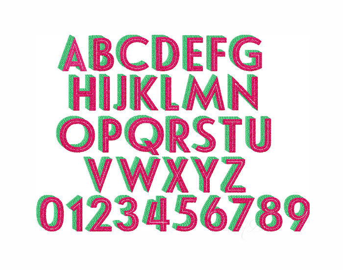 Ellis Inline Block Shadow Type Embroidery Font Package