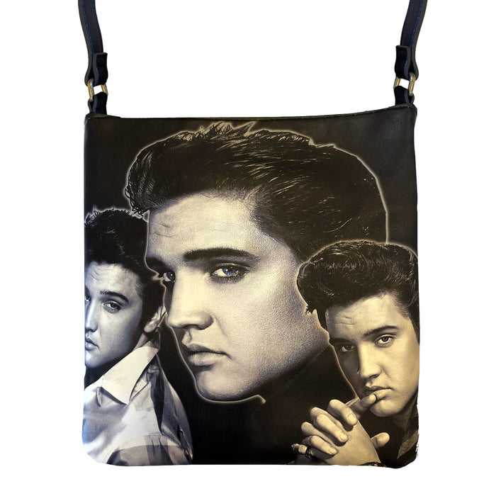 Elvis Black and White Collage Crossbody Handbag