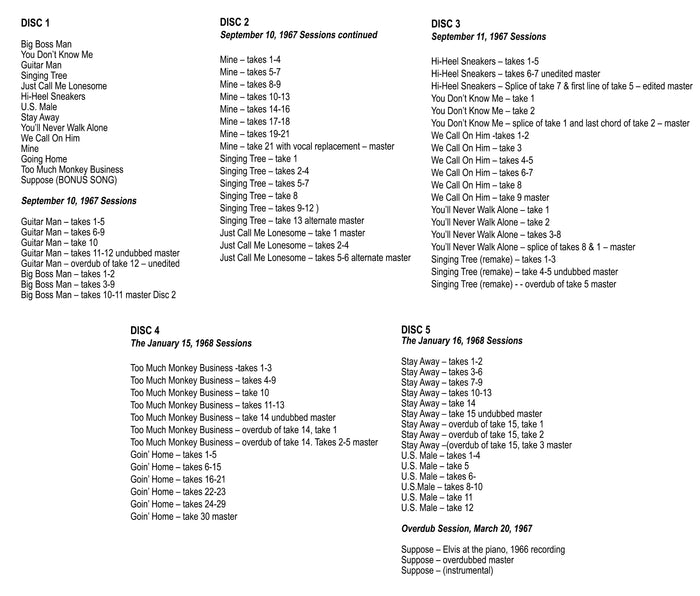 Elvis: Guitar Man - The '67/'68 Sessions FTD 5 CD Set