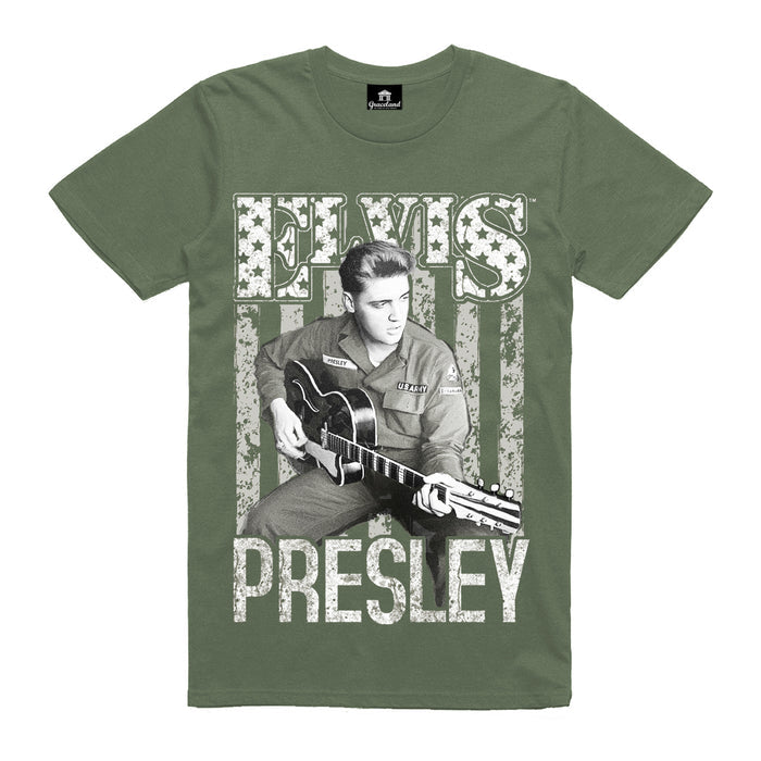 Elvis Presley Guitar Flag Army T-Shirt