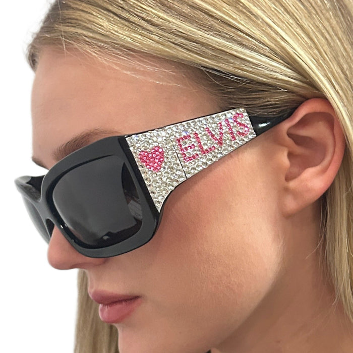 Elvis Signature Style: Pink Heart Elvis Bling Sunglasses