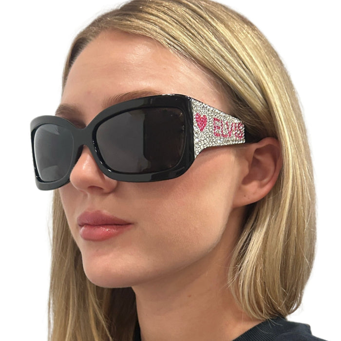 Elvis Signature Style: Pink Heart Elvis Bling Sunglasses
