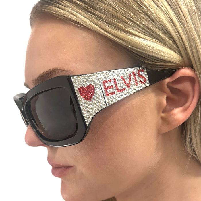 Elvis Signature Style: Red Heart Elvis Bling Sunglasses