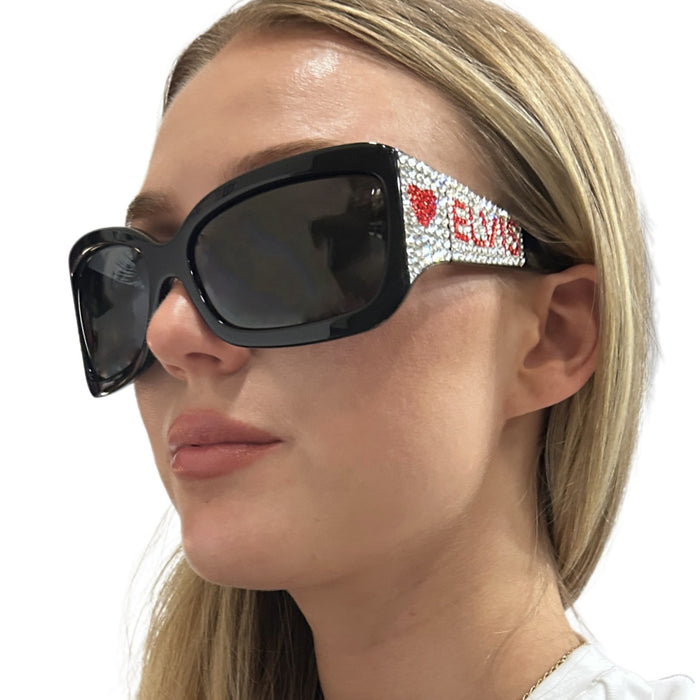 Elvis Signature Style: Red Heart Elvis Bling Sunglasses