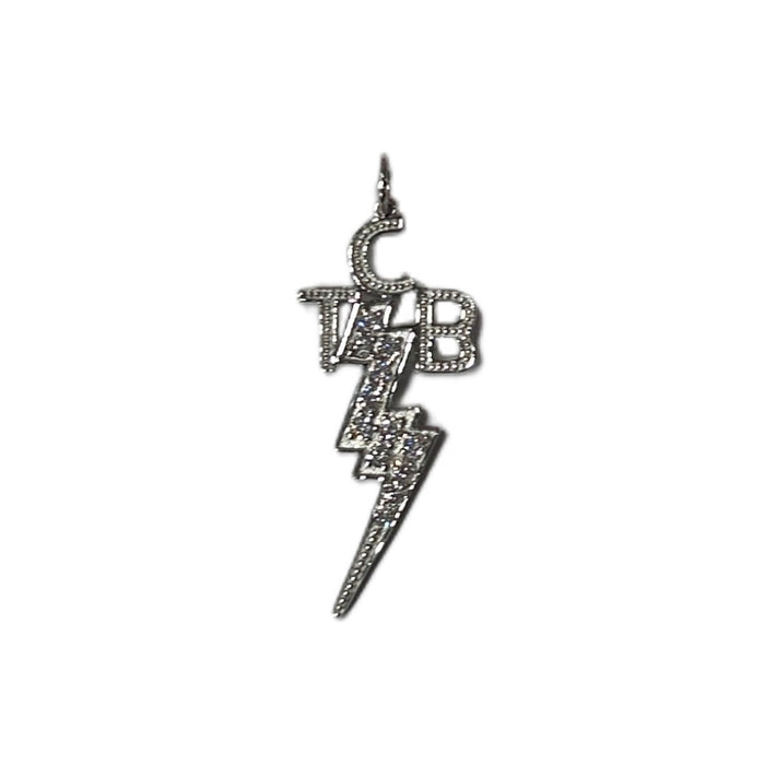Elvis Signature Style: Sterling Silver Medium TCB Charm With CZs