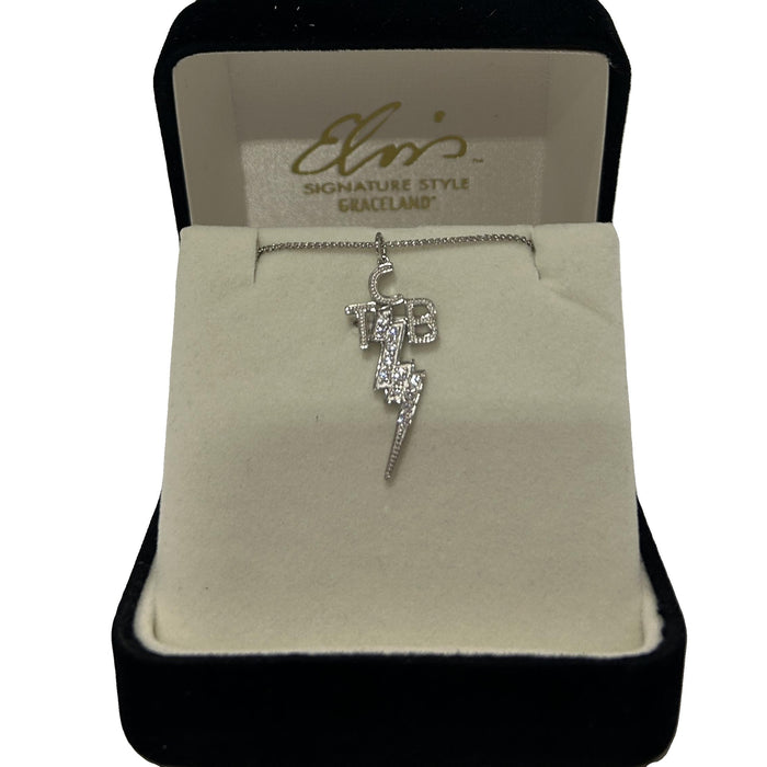 Elvis Signature Style: Sterling Silver Medium TCB Necklace with CZS