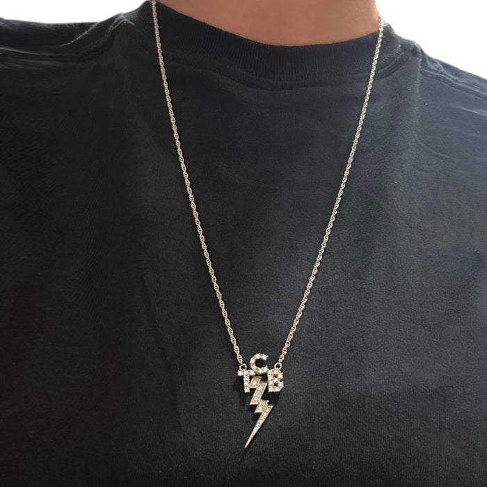 Elvis Signature Style: Sterling Silver TCB Necklace with CZS