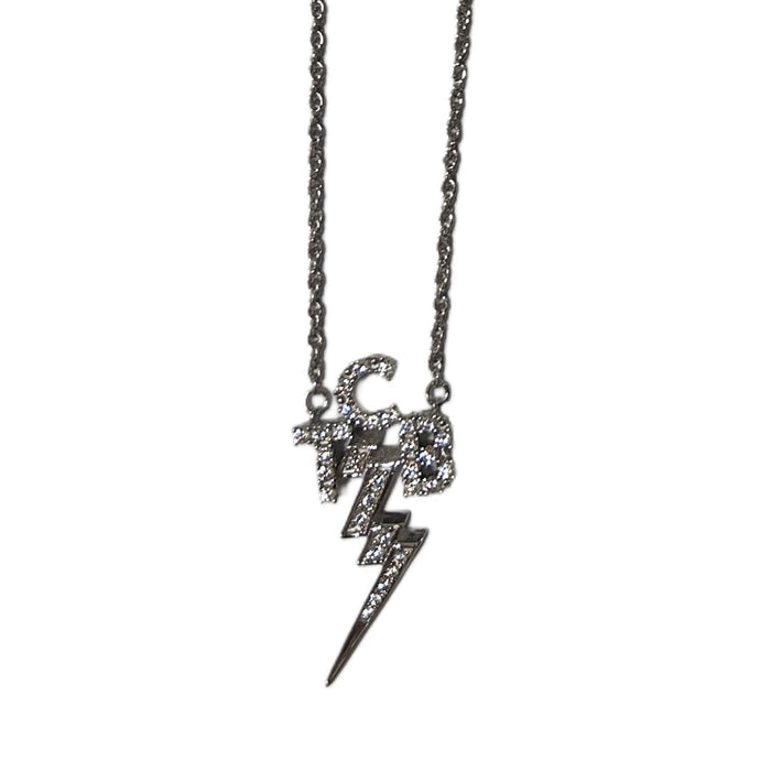 Elvis Signature Style: Sterling Silver TCB Necklace with CZS