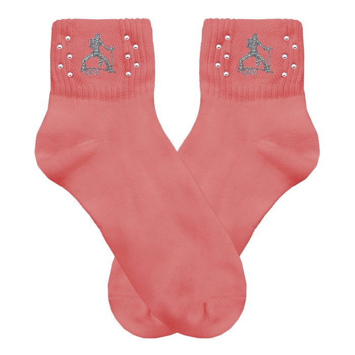 Elvis Silhouette Rhinestone Socks Pink