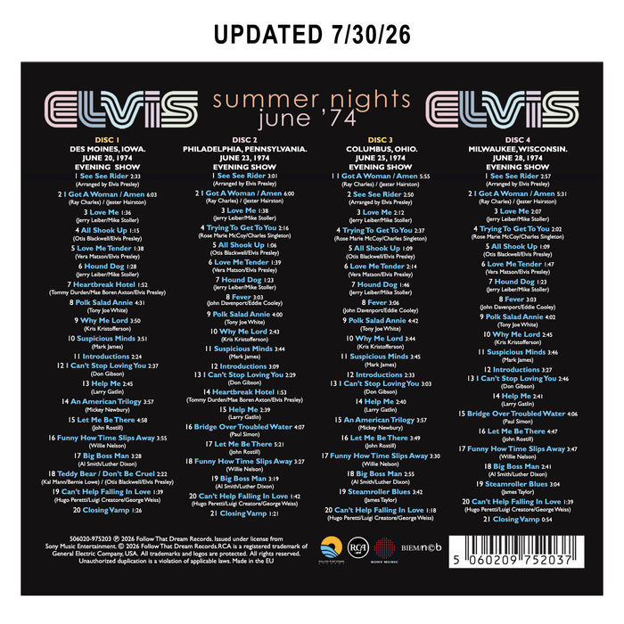 Elvis: Summer Nights FTD 4 CD Set