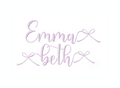 Emma Beth Bow Satin Embroidery Font for custom embroidery monograms