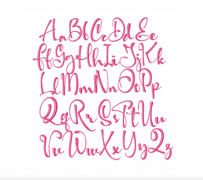Emmie Script Satin Embroidery Package with unique font designs