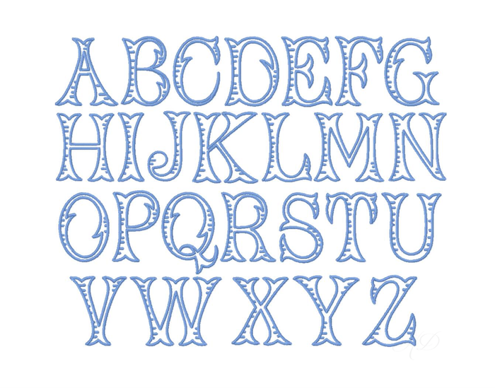 Fairfax Satin Ribbed Embroidery Font
