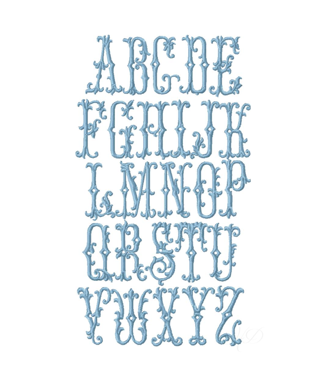 Filigree Scroll Type Embroidery Font 5x7