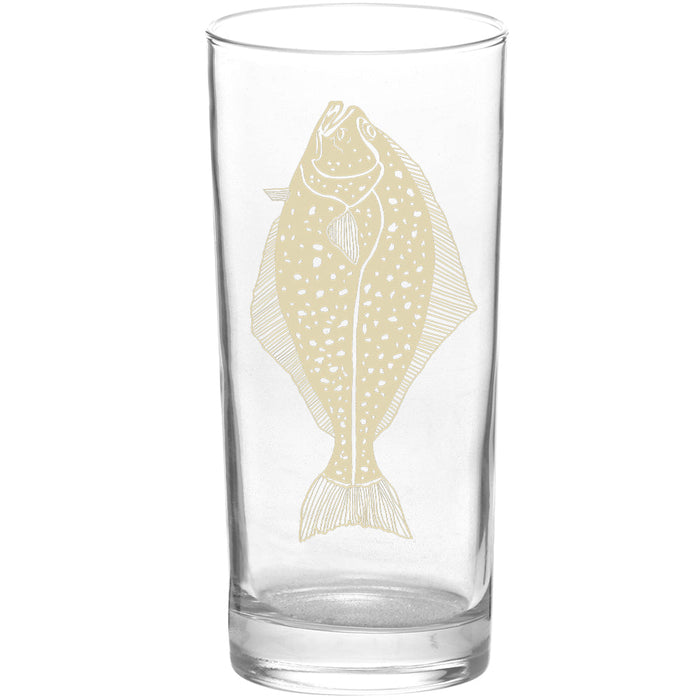 Fish Halibut Color Tan Tall Collins Glass