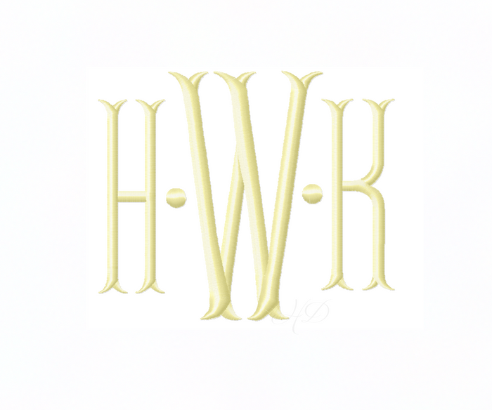 Fishtail Satin Embroidery Font 5x7 for monogramming
