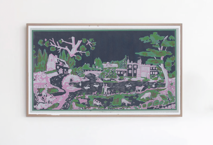 Folk Art Gouache Painting Grand Millenail Frame TV Art
