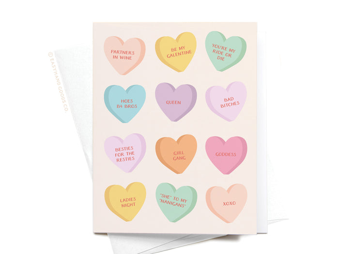 Galentine’s Candy Hearts Greeting Card - Onderkast Studio