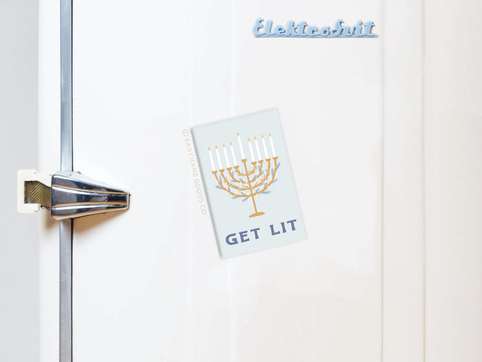 Get Lit Menorah Refrigerator Magnet