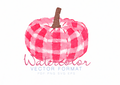 Watercolor Gingham Pumpkins in pink, blue, and orange SVG & EPS files available for download.
