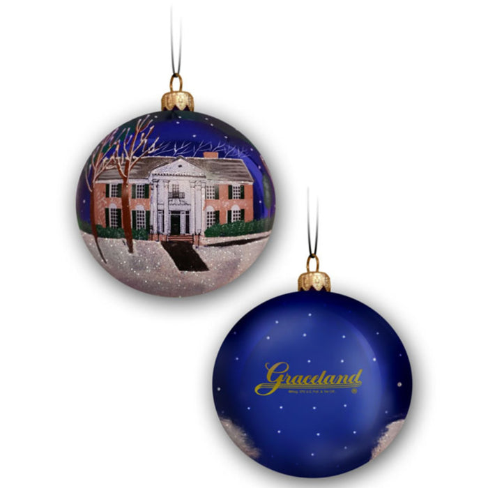 Graceland at Christmas Blue Round Ornament