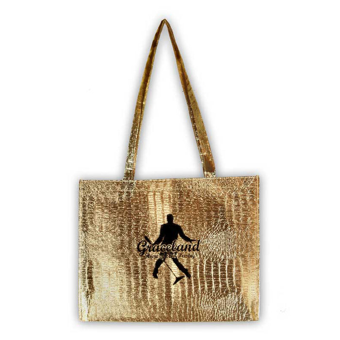Graceland Elvis Silhouette Gold Tote Bag