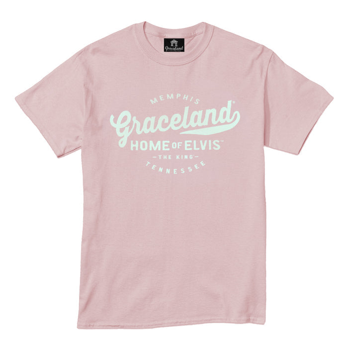 Graceland Elvis The King Memphis T-Shirt Pink