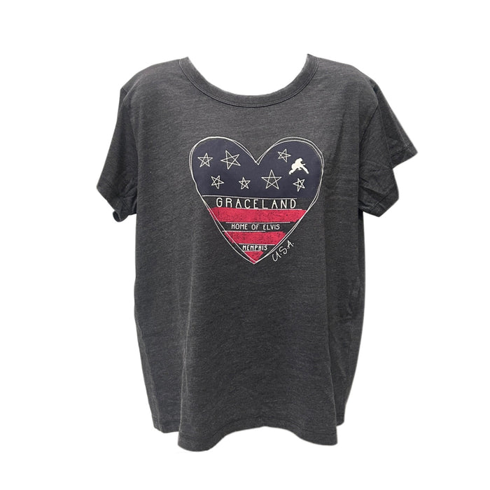 Graceland Home of Elvis Heart Flag Women's T-Shirt