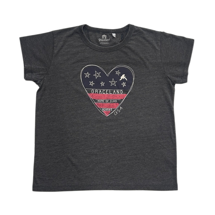 Graceland Home of Elvis Heart Flag Women's T-Shirt