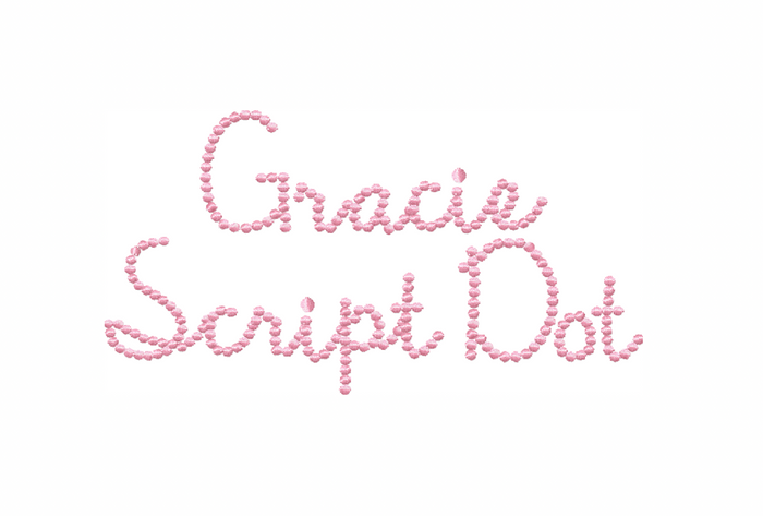 Gracie May Satin Dot Embroidery Font Package for crafting
