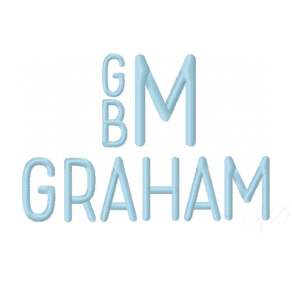 Graham Satin Embroidery Font for high-pile crafting projects