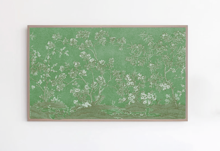 Green Chinoiserie Landscape Frame TV Art