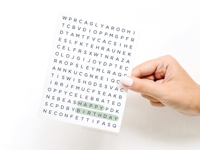 Happy Birthday Word Search Greeting Card