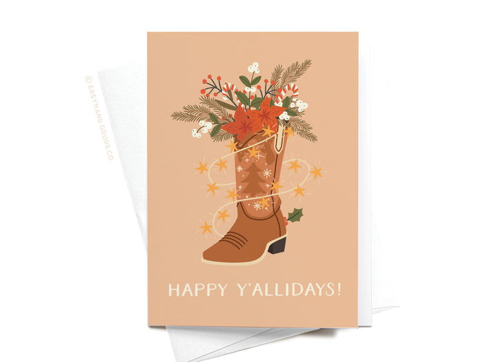 Happy Y’allidays Cowboy Boot Folded Greeting Note Set