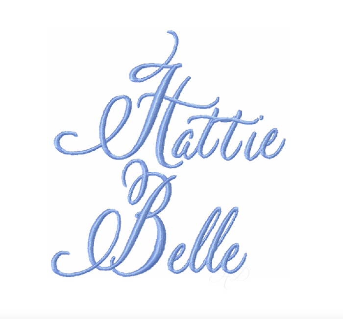 Hattie Belle Script Embroidery Font for unique monogramming