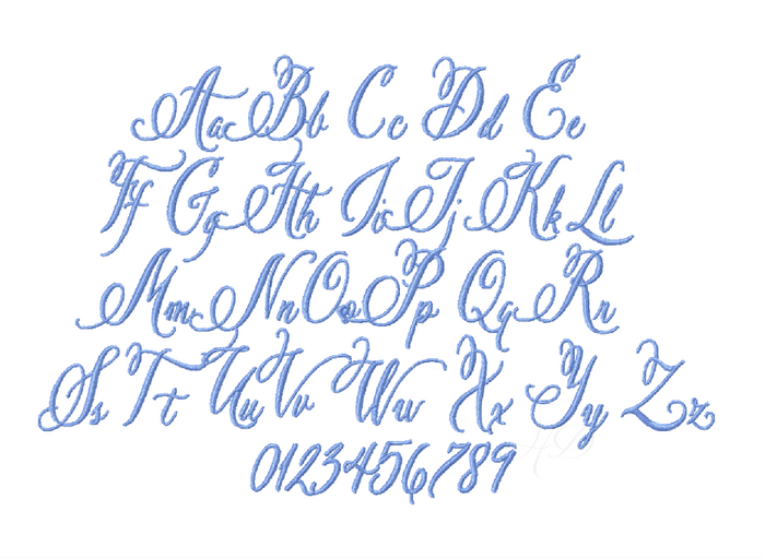 Hattie Belle Script Embroidery Font Large