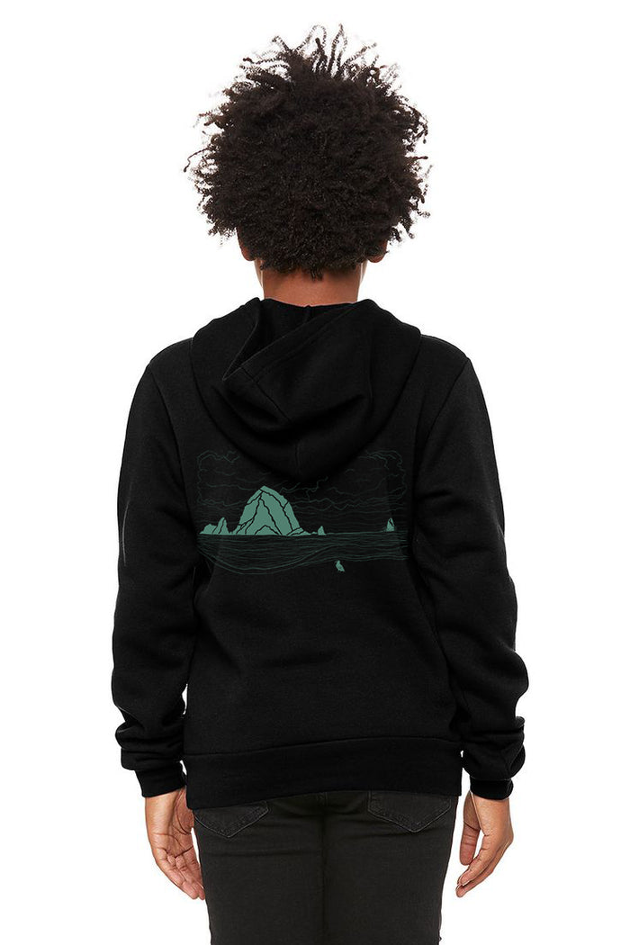 Haystack Humpback - Youth  Zip Up Hoodie - Black