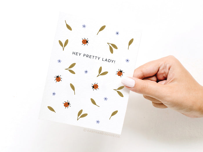Hey Pretty Lady Ladybugs Greeting Card - Onderkast Studio