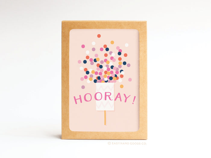Hooray Confetti Popper Folded Greeting Note Set