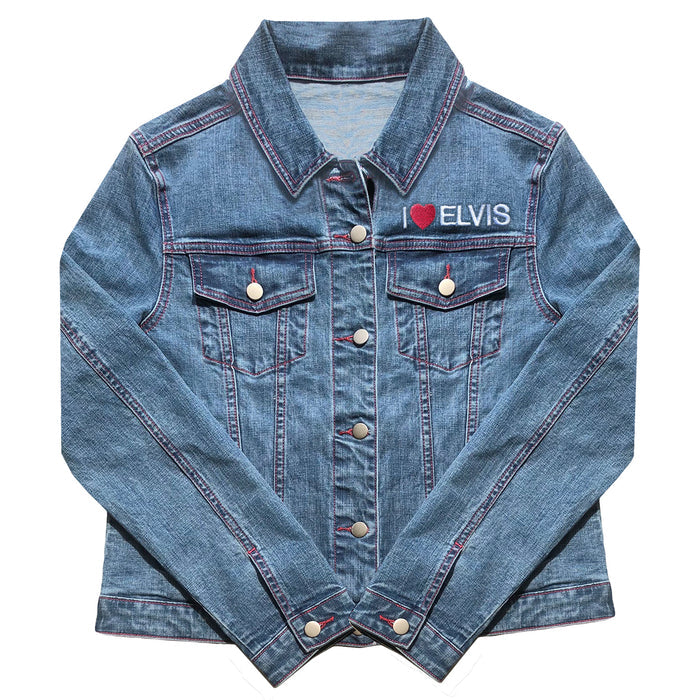 I Heart Elvis Profile Women's Denim Jacket front