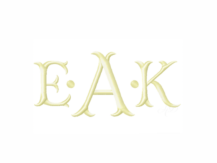 Large 4x4 Ashley Satin Embroidery Font for Monogramming