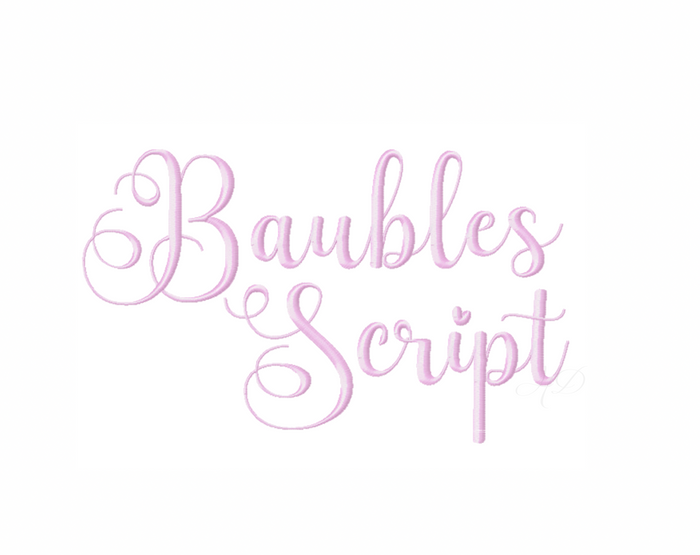 Large Baubles Script Embroidery Font Package