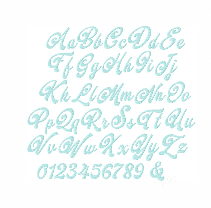Lilly Script Fill Shadow Embroidery Font 4x4