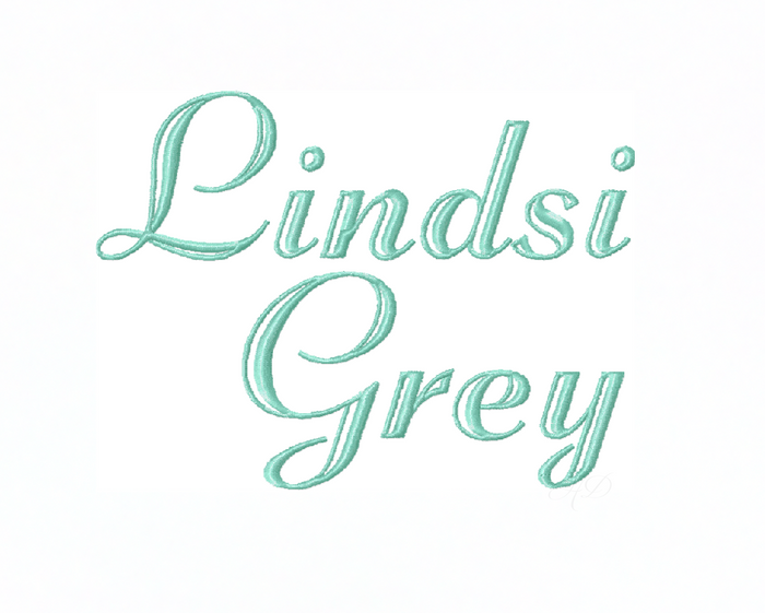 Lindsi Grey Satin Inline Embroidery Font for crafting projects