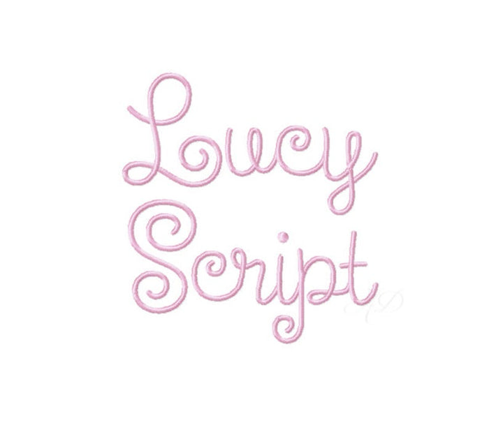 Lucy Curl Script Embroidery Font Package - 52 unique designs