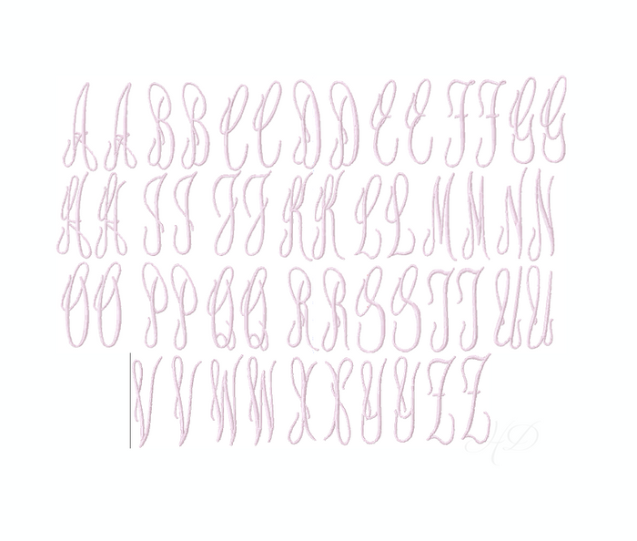 Maggie Script Monogram Satin Embroidery Font Package