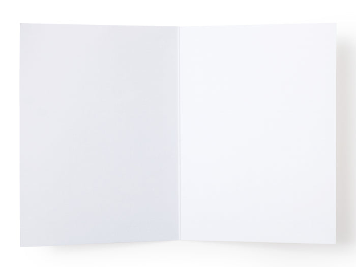 The Magic 8-Ball Birthday Scratch-Off Greeting Card by Onderkast Studio is shown lying flat on a white surface, both pages blank—no text, designs, or markings are visible.
