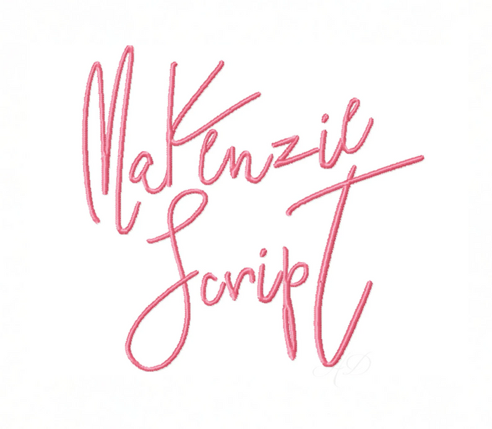 Makenzie Script Embroidery Font for 4x4 hoop projects