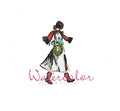 Modern Girl Carrying Wreath Watercolor Clip Art EPS PNG SVG PDF Vector